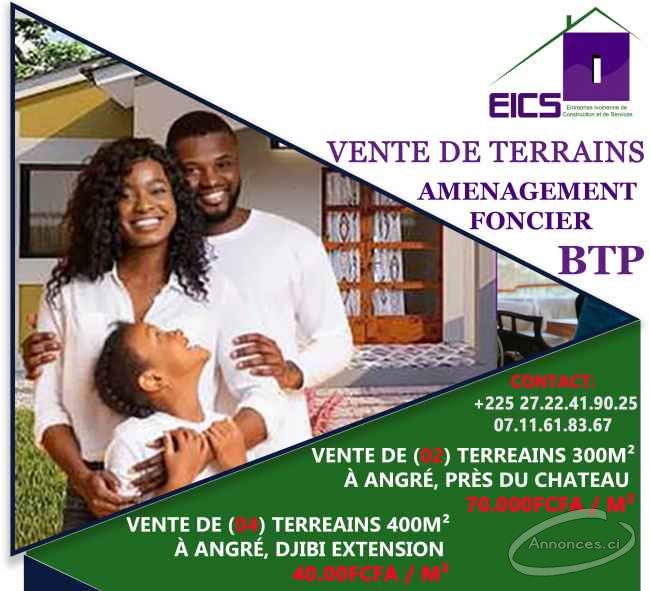 Terrains de 400 m² en vente à angré djibi extension