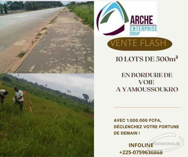 Terrain de 10 lots de 500 m² en vente à yamoussoukro