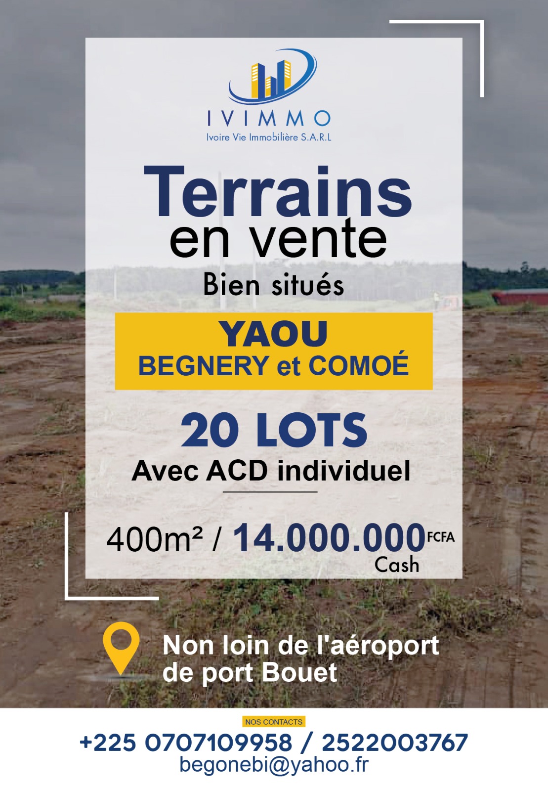 Terrain payable sur 3 ans en vente à YAOU BEGNERY