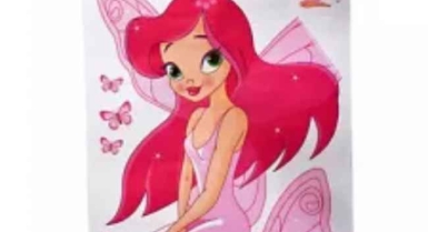 Sticker  mural fee rose et petits papillons