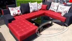 Salon complet rouge noir