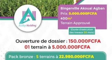 Terrain en vente à bingerville 