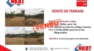 Terrain de 600m2 en vente à abatta