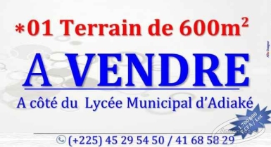 * 05 lots collés 600m² chacun derrière la gendarmerie d’adiaké (3. 000 000 f cfa) chacun +  * 02 lots coll...
