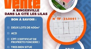 VENTE DE DEUX TERRAIN DE 400m2